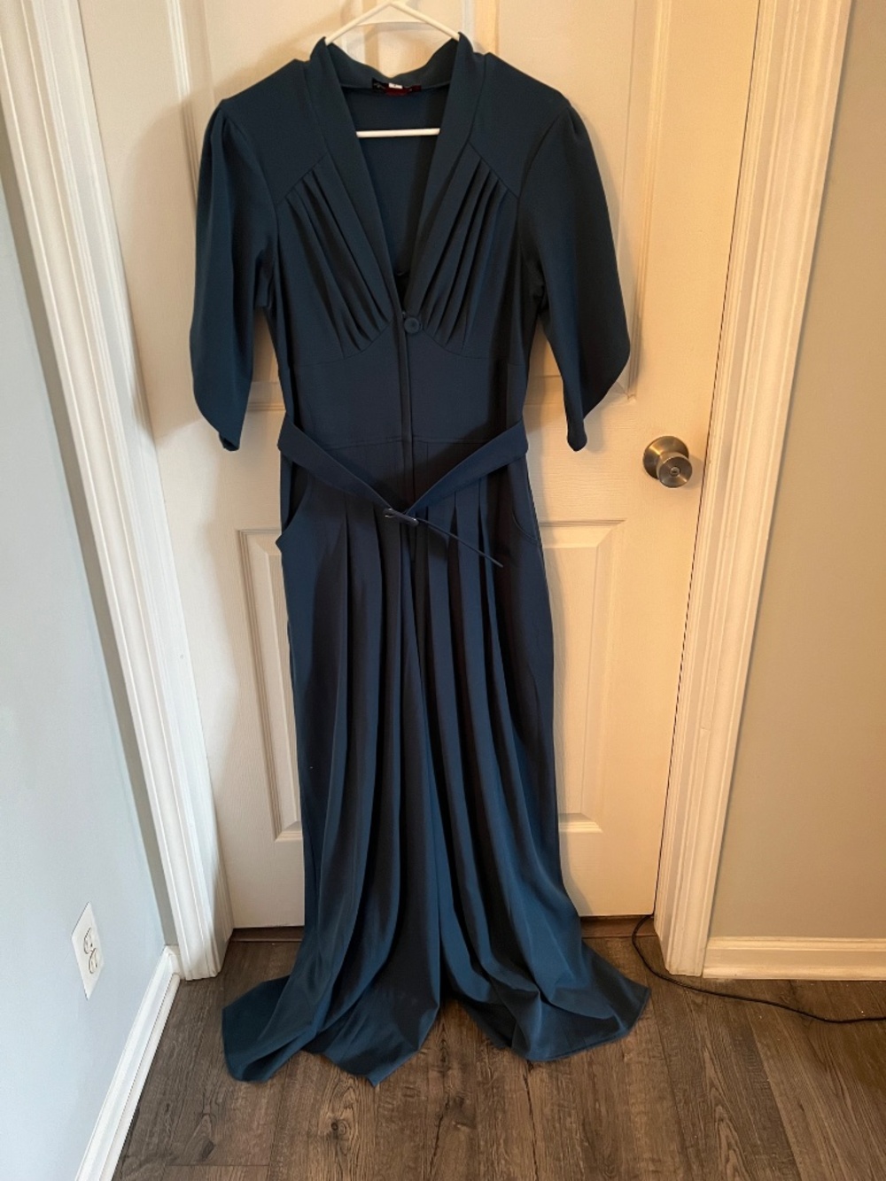 Anthropologie Miss Candyfloss Giada wide leg jumpsuit in teal - Picture 6 of 14